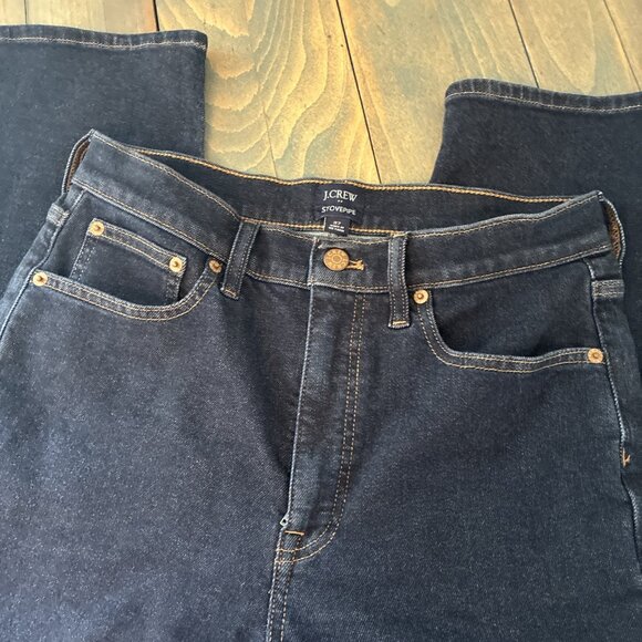 J Crew High-rise Stovepipe Dark Wash Jeans in Signature Stretch+ - Size 27 (Y8) - Picture 3 of 10